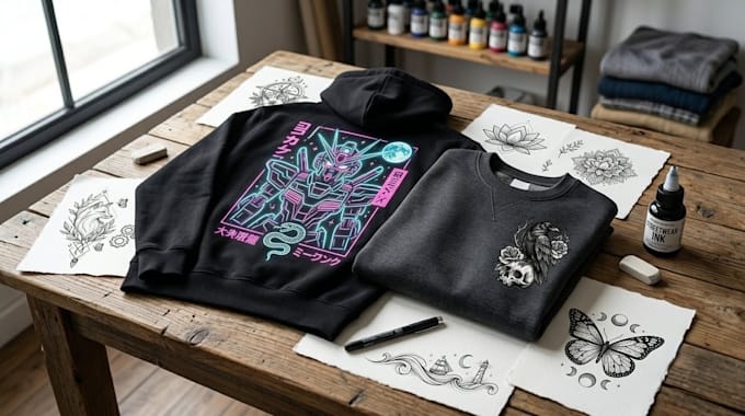 design custom anime or streetwear hoodies and sweaters