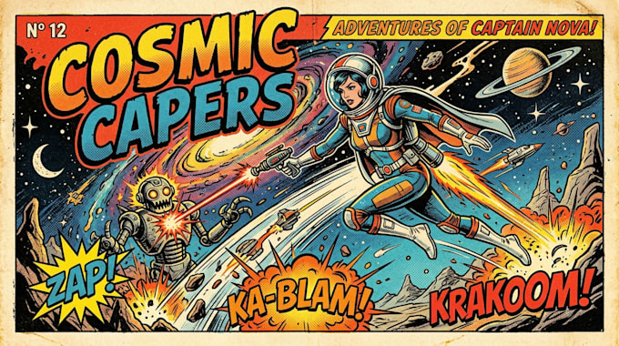 create cool retro comic art design illustration