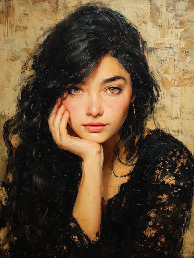 draw digital realistic oil portrait painting