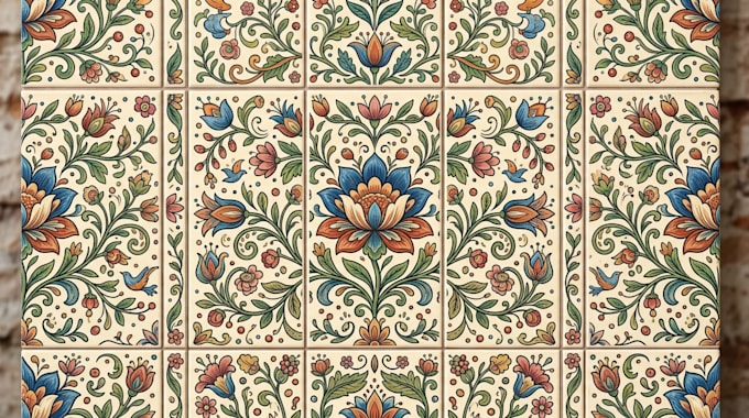 create an illustrated repeating pattern tile