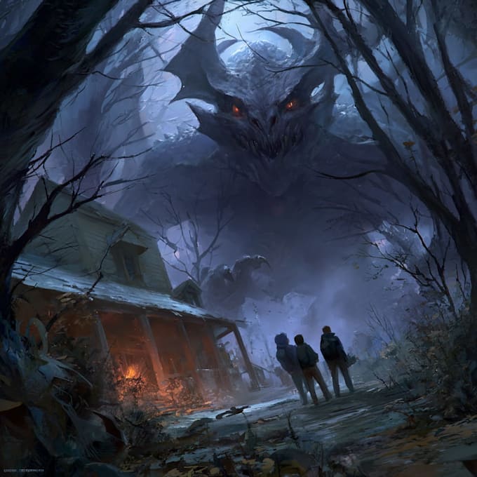 illustrate gothic fantasy horror scenes and monsters