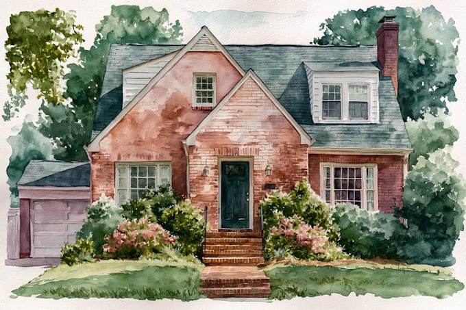 paint watercolor house portrait