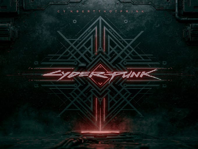 do a cool typography logo cyberpunk or mecha futuristic