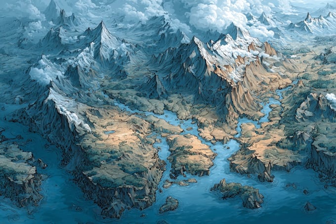 detailed fantasy map for dnd and rpg games