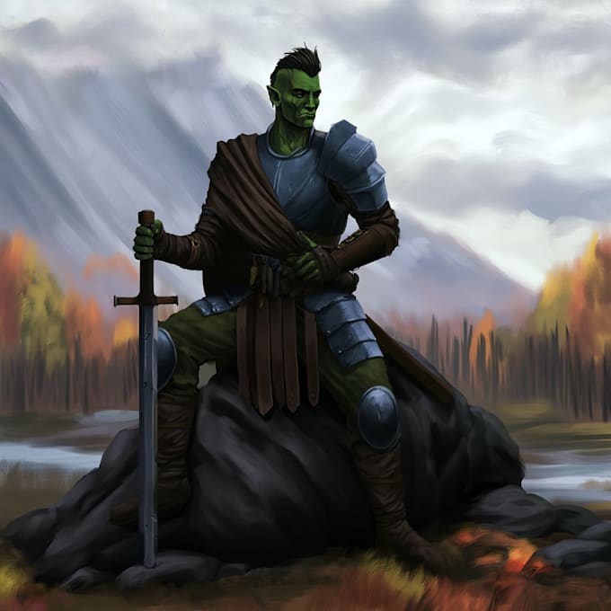 create dnd character design, concept art and illustration