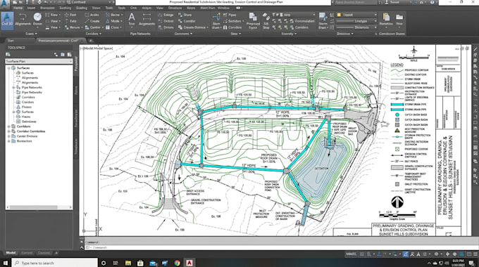 design floodplain grading plan, erosion control, drainage plan, site plan