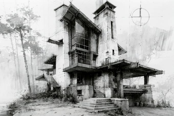 digitally sketch architecture and interior illustration