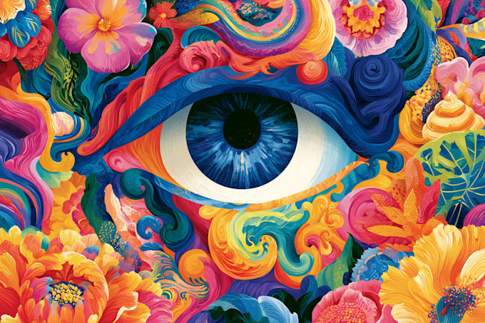 draw colorful psychedelic and trippy style illustration