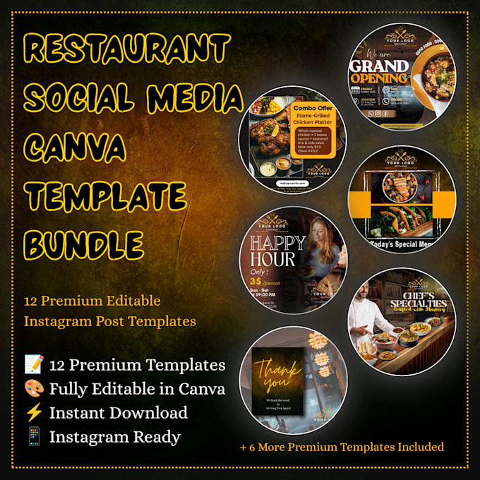create editable restaurant social media canva templates for instagram