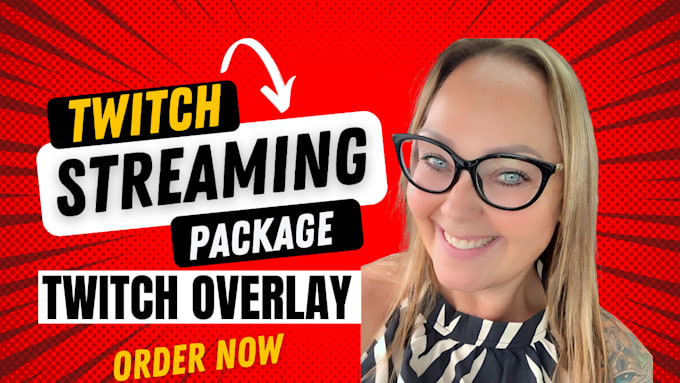 design custom animated twitch overlay stream package emotes, alert, obs graphics