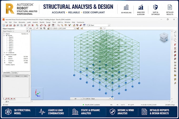 do structural analysis and design using etabs, sap2000, robot struct analysis