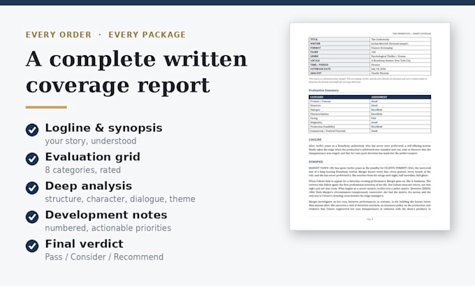 deliver the most detailed, useful, script coverage on fiverr