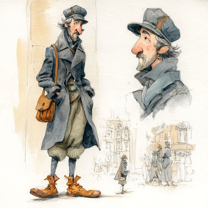 make a digital watercolor character art