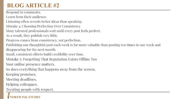 write professional blog articles for your business