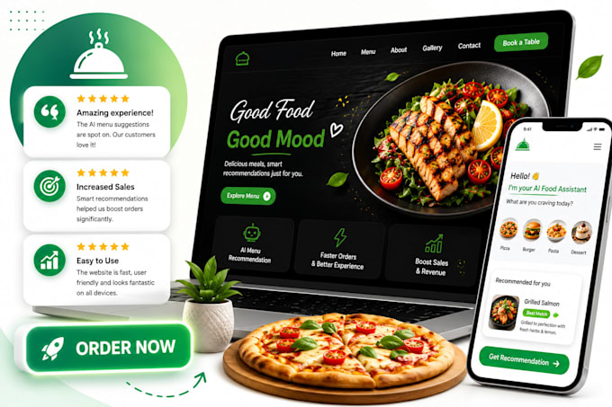 create a restaurant website with ai menu recommendation bot