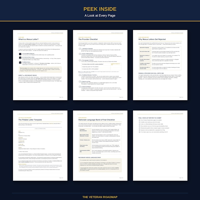 give you a VA nexus letter checklist and template
