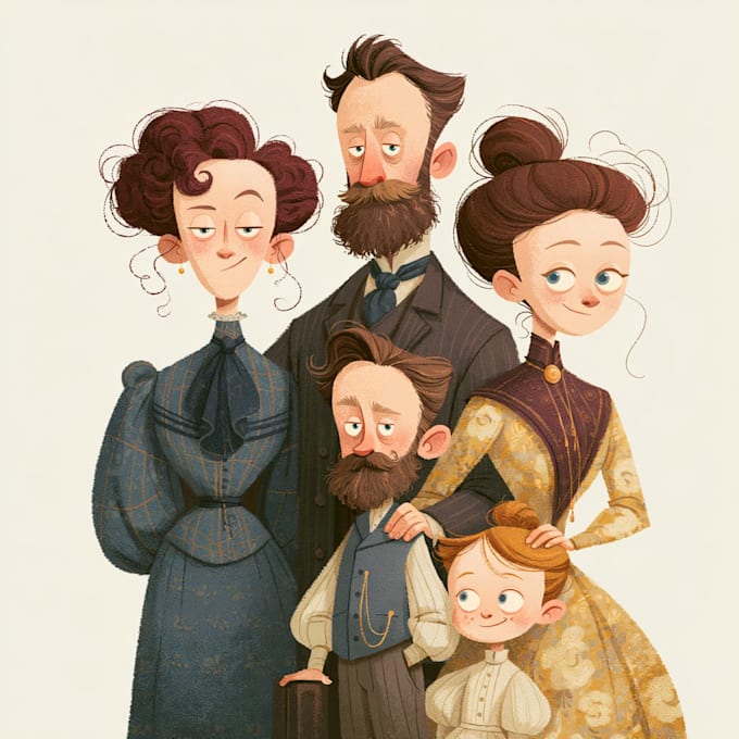 custom big family portrait illustration