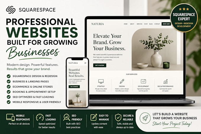 squarespace business website design, squarespace redesign, website development