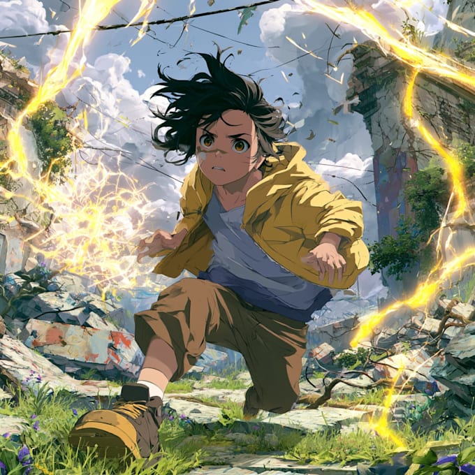 draw an anime illustration, character illustration