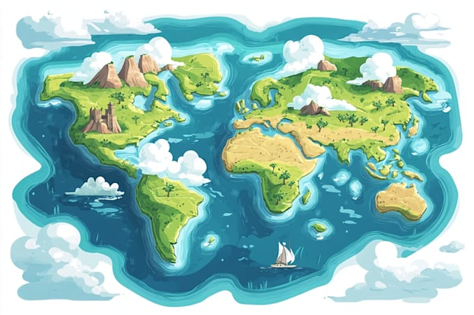 create doodle illustrated vector map