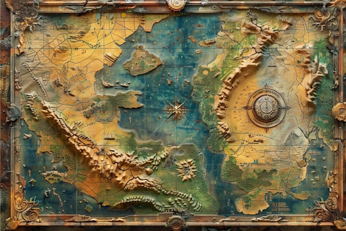 illustrate medieval fantasy and sci fi maps