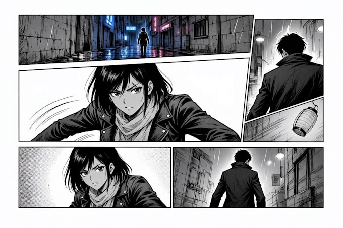 do anime manga illustration, manga comic page