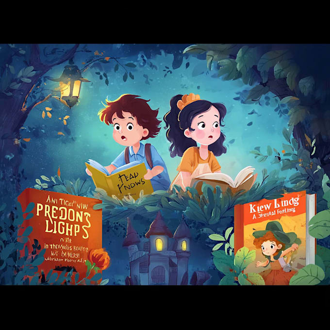 draw catchy children book cover art and illustration