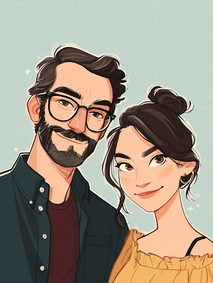 draw couple portrait illustration