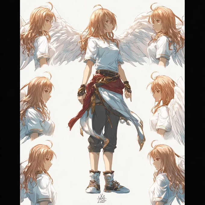 design anime character sheet and reference artwork