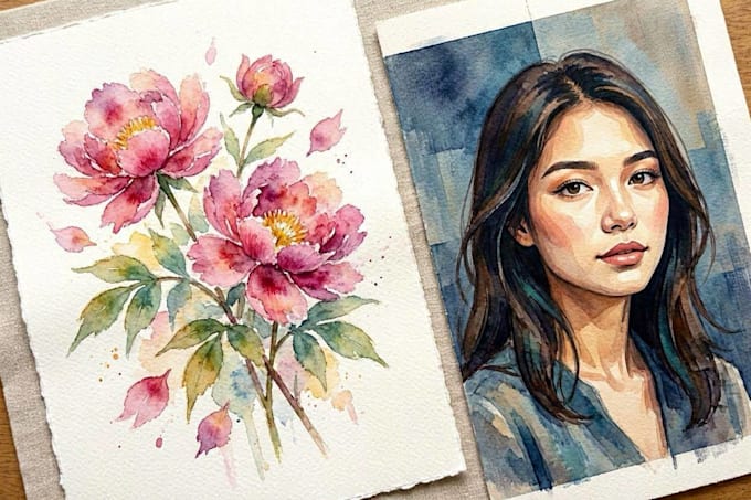 create watercolor and digital illustrations