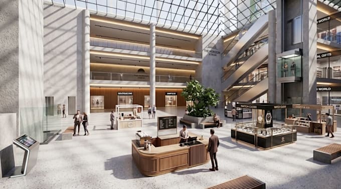 infrastructure commercial tower building,mixed use property,glass facade,ue5 cgi