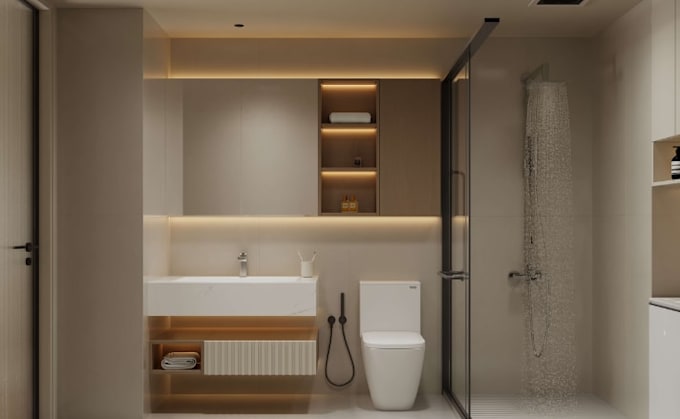 do 3d interior design for bedroom, kitchen, dining, bathroom living