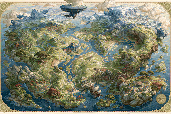 create fantasy map illustration with fantasy art