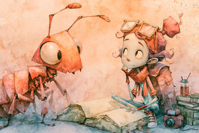 create digital watercolor illustrations for a children book