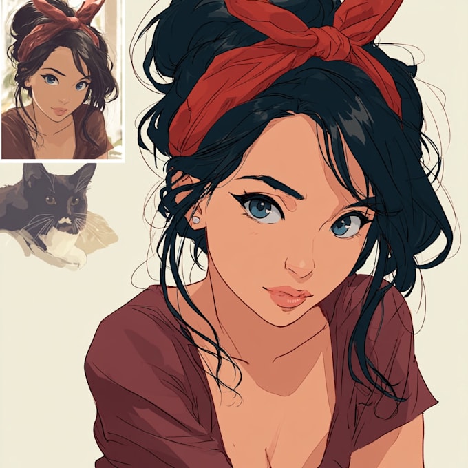 draw a portrait in 90s retro anime style