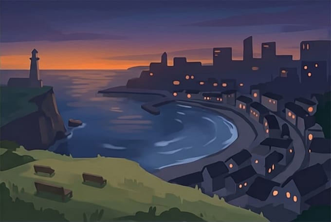 paint anime background and environment concept art