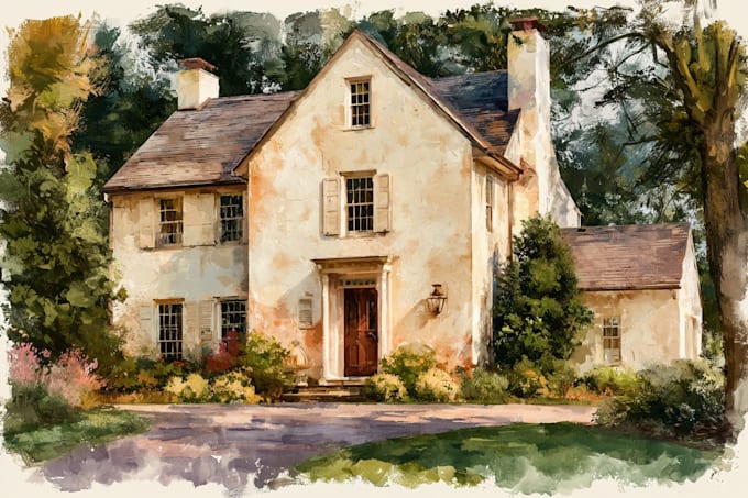 paint watercolor house portrait