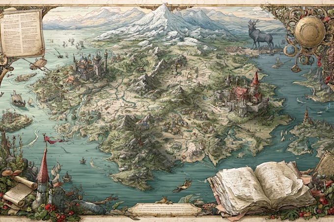 make fantasy map illustration for dnd