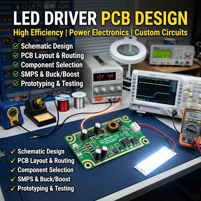 design led driver pcb, power electronics and led circuits