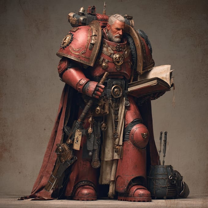 design epic armored sci fi warrior character art