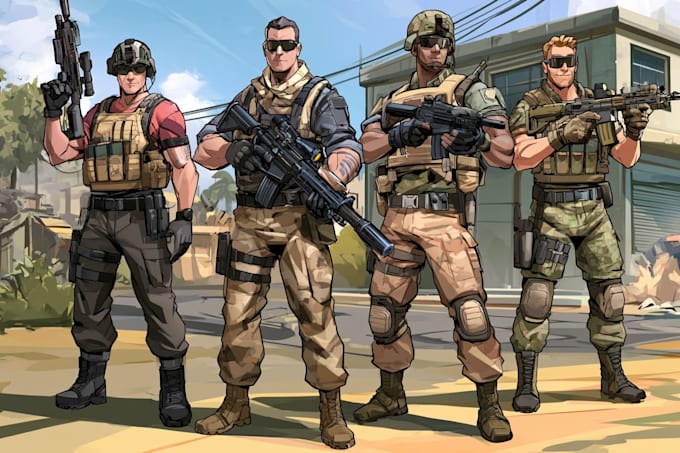 draw military themed character illustrations