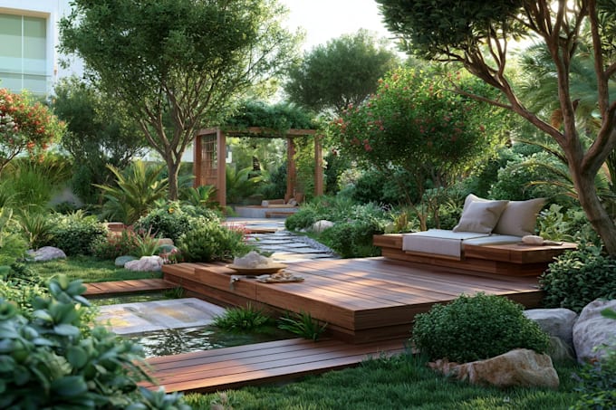 design 2d landscape with realistic and landscape design