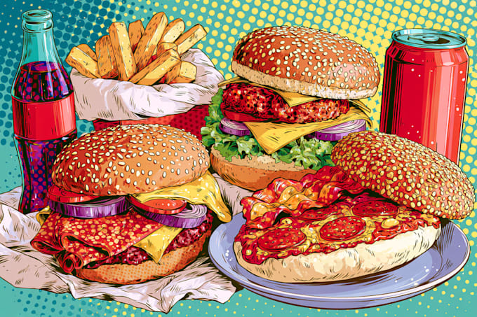 make a food pop art illustration