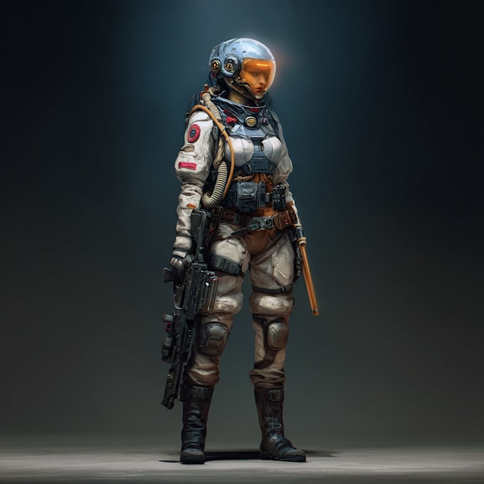 unique sci fi character illustration or sci fi character art