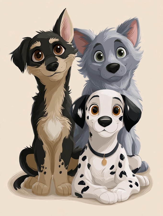 draw disney pets portrait illustration in disney
