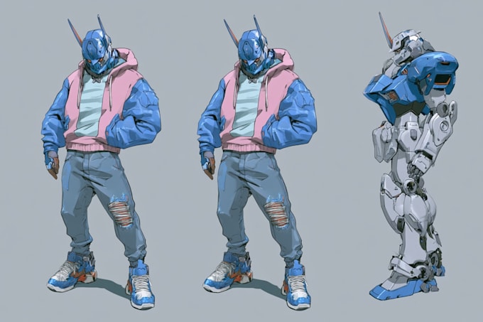 create anime inspired mecha character artwork