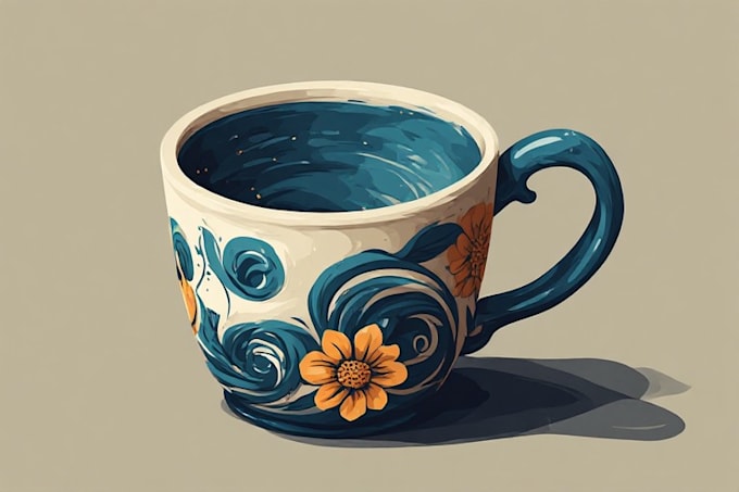 illustrate professional coffee mug design, custom mug design