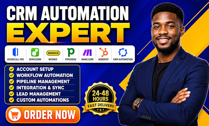 housecall pro servicem8 workiz crm automation hubspot odoo makecom integration