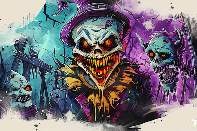 draw creepy, horror, mascot character logo