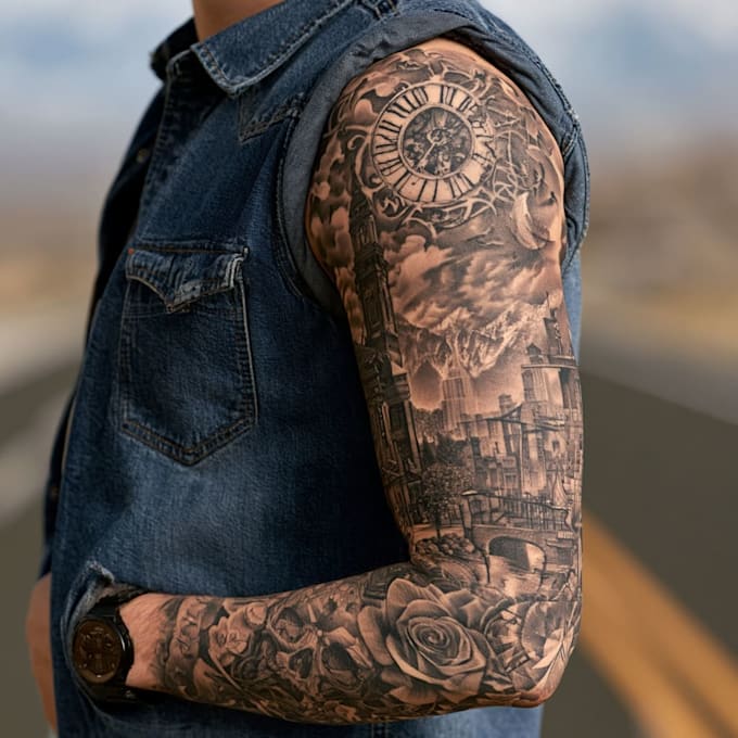create a tattoo design for leg sleeve
